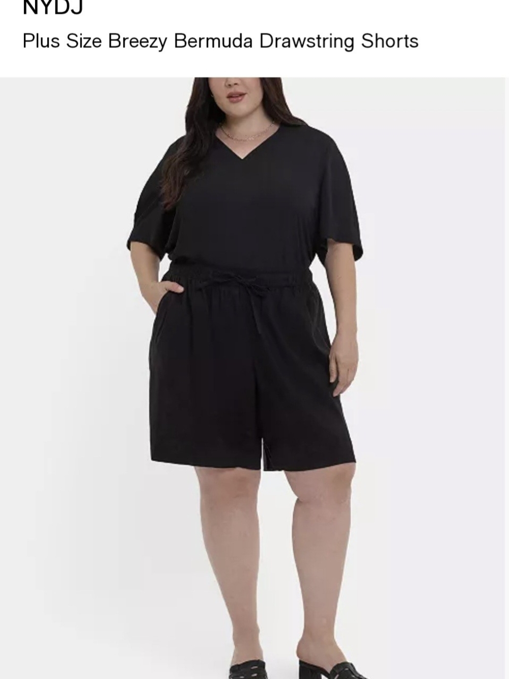 NYDJ Plus Size Black Drawstring Bermuda Shorts